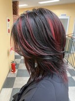 フープ(hoop)&nbsp;ブリーチなしで今のカラーをいかした赤メッシュ