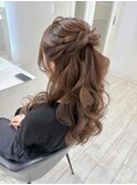 前撮りヘアセット お姫様ハーフアップ