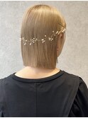 花田結婚式ヘアセットお呼ばれヘアボブアレンジ下北沢韓国顔周り