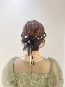 アッシュ 戸塚店(Ash) 戸塚/ヘアセット/結婚式のお呼ばれシニヨン/リボンアレンジ