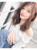 小顔 シースルーバング 大人かわいいミディ