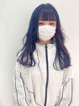 ギグスダブル 栄店(gigs double) 姫カットロング/ネイビー＆パープル