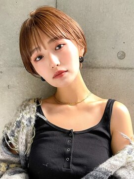 ギークス(GEEKS) 【GEEKS渋谷】耳かけ/マッシュショートボブ/冬カラー/艶ブラウン