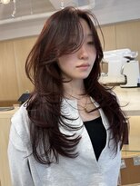 バベル アット フルリール 甲子園口(BABEL at fleurir)&nbsp;ワインレッド髪質改善レイヤーカットハッシュカット韓国ヘア