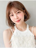 ★くびれヘアアプリコットオレンジ夏ハイライトカラー
