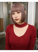 ハイトーンケアブリーチラベンダーベージュボブ