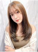 髪質改善縮毛矯正レイヤーカット顔周り前髪韓国ミニウルフ/大宮