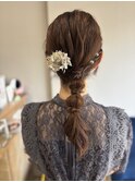 編みおろし/ヘアアレンジ/結婚式/ロープ編み