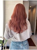 透明感◎ブリーチなしピンクベージュ×ウェーブロング