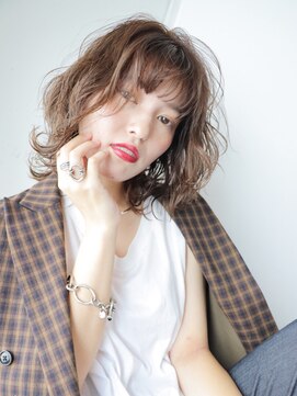 アルバム 新宿(ALBUM SHINJUKU) ラフウェーブ_3Dカラージグザグバングミニマムボブ_34415