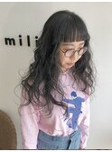 ぱっつん前髪　パーマ