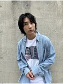 ◎メンズボブウルフメンズミディアムメンズロングワックスなし