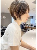 大人可愛いショートボブ /白髪ぼかし /白髪ぼかしハイライト