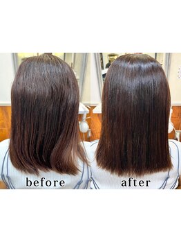 思わず触りたくなるような自然で柔らかな艶感溢れるストレート髪に【パーキング代は施術時間/1h100円負担】