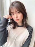 小顔前髪顔まわりレイヤー×グレージュカラー デザインカラー