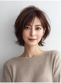 白髪ぼかし脱白髪染め似合わせショートボブ40代50代60代