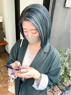 ノラ ウメダ(NORA UMEDA) 【NORA UMEDA 高木】大人可愛い透明感ブルー系ハイライトカラー