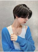 大人ショート 前下がり前髪なしハンサム丸顔面長四角顔絶壁K1217