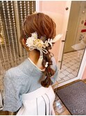 編みおろし、花飾り