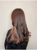 大人可愛い大人美人小顔立体カットインナーカラー透け感