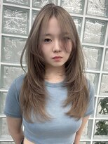 サンクプロジェクト(cinq PROJECT)&nbsp;韓国風顔周りレイヤーカットミルクティーベージュブラウンカラー