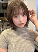 シースルミニマルボブショート顔まわり外ハネ切りっぱなしボブ