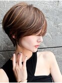 大人ショートボブ丸みショートカットマッシュショート 前髪あり