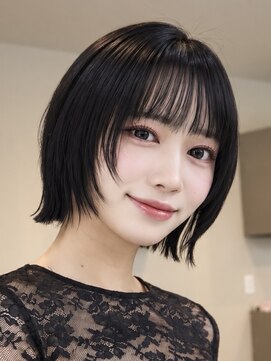 オーラ オモテサンドウ(Aura omotesando) 韓国風シースルーバング×顔まわりレイヤーのハッシュボブ