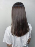 アッシュグレー_マロンベージュ Aラインボブ かきあげ