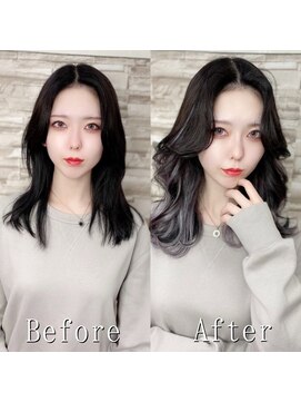 あるじゃんすー 横浜店 パープル×グレー#シールエクステ#韓国#美髪#くびれヘア#横浜