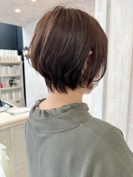 キャアリー(Caary) 福山市美容室Caary人気 パープルブラウンひし形ショートボブ