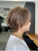 大人ラフウェーブ20代30代40代ボブブラウンスウィングショート