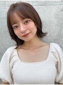 前髪 アンブレラカラー こなれミディ イメチェン ウェーブパーマ