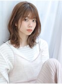 耳かけ×ミディアムウルフ