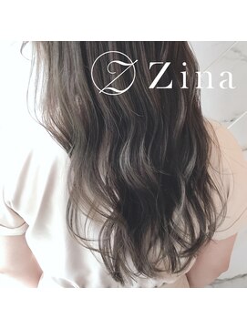 ジーナ 船橋(Zina) 小顔セミウェットウェーブピンクベージュハイライトカラー