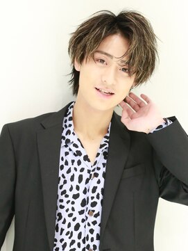 リップス 栄(LIPPS) ハイライトメッシュミディアムヘアーアップバング無造作