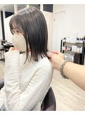 *ブリーチなしダブルカラー 透けるグレージュ 透明感 外ハネ