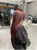 チェリーレッド　レッドカラー　赤髪　ダブルカラー