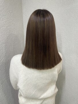 アジールヘア 所沢プロペ通り店(agir hair) 美髪切りっぱなしボブベージュミルクティーカラー所沢練馬