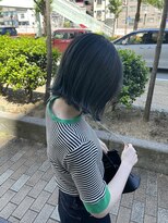 イナズマヘアー(INAZUMA HAIR)&nbsp;◎切りっぱなし外ハネボブ×ブルーグラデーション◎
