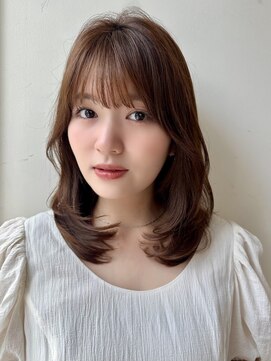 バイオレットジェム(Violet`jem) ぱっつん前髪鎖骨ミディレイヤーカットマロンベージュKA-24