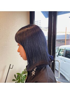 オノミチベース(ONOMICHI BASE) 外はねボブ、ブルーブラック