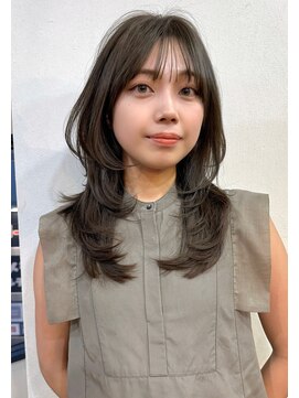 リコバイアフロート(riko by afloat) ウルフレイヤーロング/オリーブベージュ/レイヤーカット