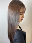 地毛風ストレート　縮毛矯正　ブラウンカラー　艶感　30代