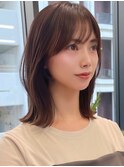 大人ボブ銀座レイヤーカット有楽町ミディアムボブベージュ
