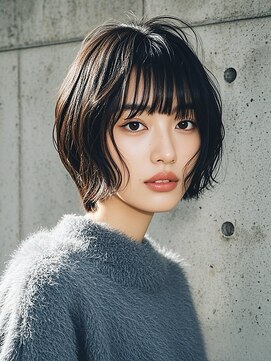 レイヤーボブボブヘアショートウルフパーマウルフボブヨシンモリ