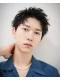刈り上げアップバングビジネスヘアスパイキーショート