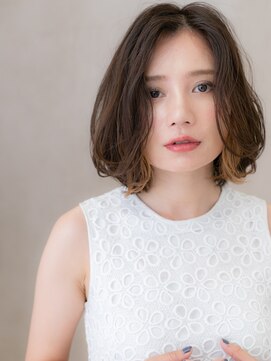 カバーヘア ブリス 志木南口駅前店(COVER HAIR bliss) イヤリングカラーワンレンひし形レイヤーボブディ30代40代W志木