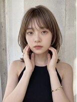 プレイス(PLACE) 外ハネミディ×ミルクティーベージュ