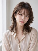 リリアーナ(LILIANA) 池袋 ミントベージュ シアーバング 流しバング マッシュウルフ